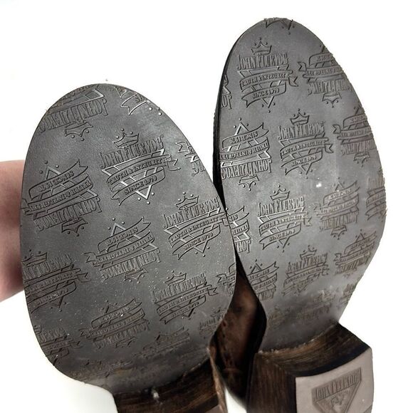 John FLUEVOG ADRIANA LOIS Brown Leather Lace Up Western Shoes Ankle Booties 6 - Picture 12 of 16